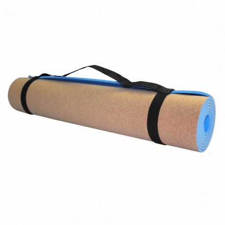 Cork Yoga Mat 6 mm - 183x61 cm, Blue