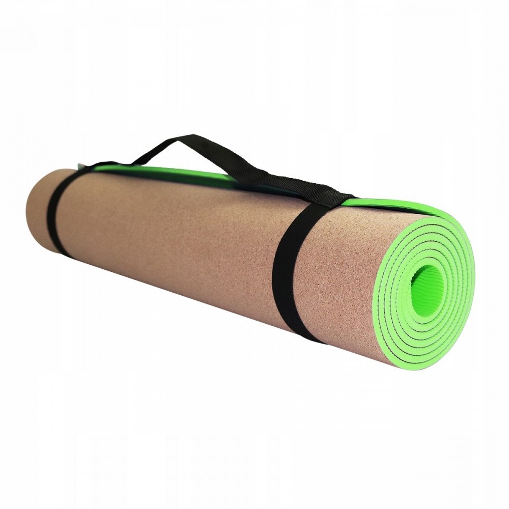 Cork Yoga Mat  4 mm - 183x61 cm, Green