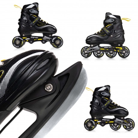 Adjustable 4in1 Skates - Size L (39-42), Black/Yellow