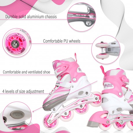 Adjustable 4 in 1 Skates  - Size L (39-42), Pink