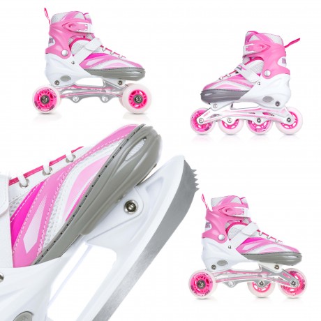 Adjustable 4 in 1 Skates  - Size 39-42, Pink/Black