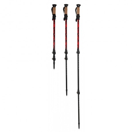3-sections Hiking Lightweight Walking Pole 105-135 cm - Black/Red
