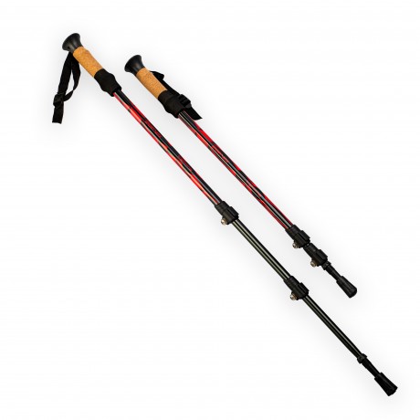 3-sections Hiking Lightweight Walking Pole 105-135 cm - Black/Red
