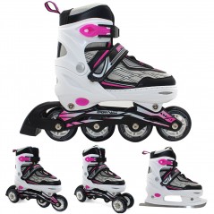 Adjustable Inline Skates With Ice Blades 4-in-1 Size 35-38  White