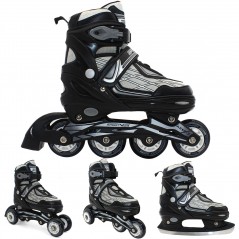 Adjustable Inline Skates With Ice Blades 4-in-1 Size 35-38 Black