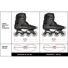 Adjustable Inline Skates With Ice Blades 4-in-1 Size 35-38 Black