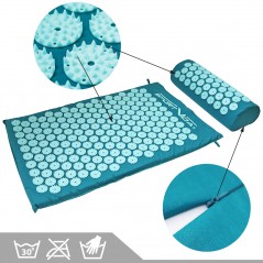 Acupressure Mat With Pillow and Bag - 65x42 cm, Green