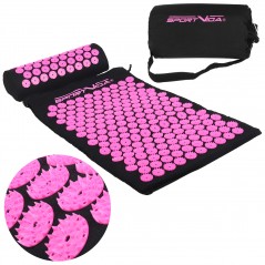 Acupressure Mat With Pillow and Bag - 65x42 cm, Pink
