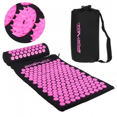 Acupressure Mat With Pillow and Bag - 65x42 cm, Pink