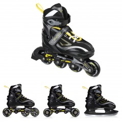 Adjustable 4in1 Skates - Size S (31-34), Black/Yellow