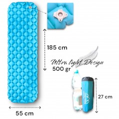 Inflating Camping Mattress - 187x56 cm, Blue